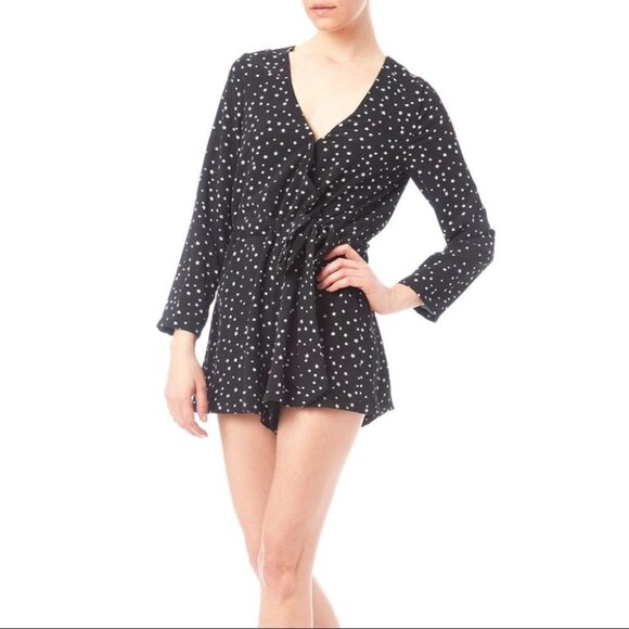 Revolve WYLDR In Your Eyes Star Print Romper Playsuit Jumpsuit Navy Blue V-neck - Picture 5 of 16